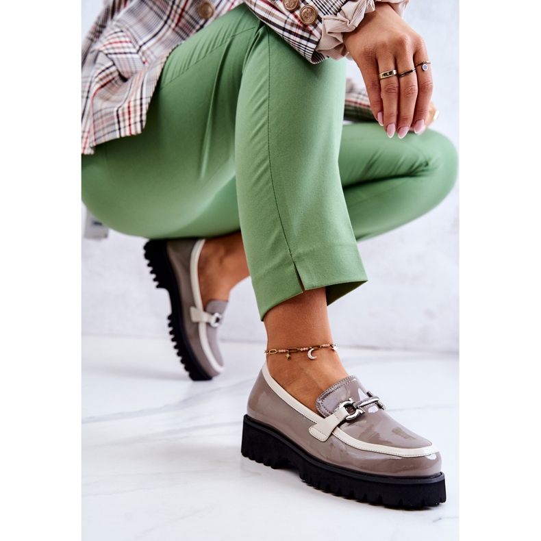 S.Barski Mocasines Mujer Lacados Beige-Blanco Cassida 1