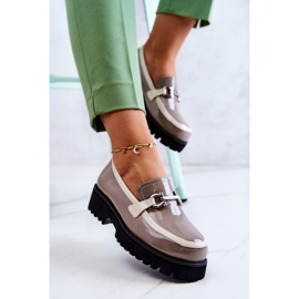 S.Barski Mocasines Mujer Lacados Beige-Blanco Cassida 7