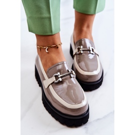 S.Barski Mocasines Mujer Lacados Beige-Blanco Cassida 5