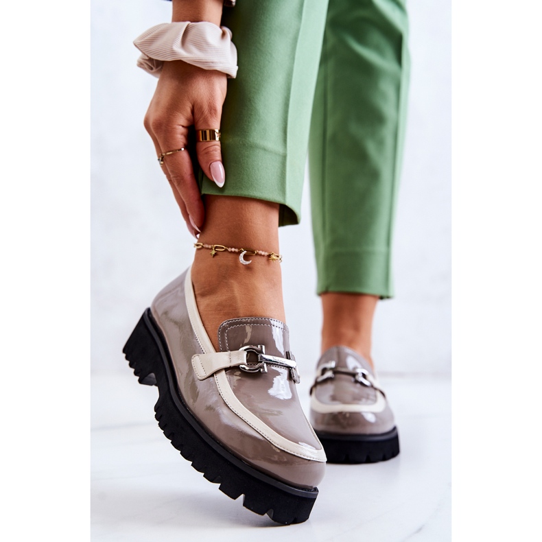 S.Barski Mocasines Mujer Lacados Beige-Blanco Cassida 2