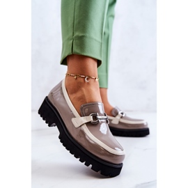 S.Barski Mocasines Mujer Lacados Beige-Blanco Cassida 3