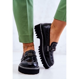 S.Barski Zapatos De Serpiente De Piel Con Adorno Adison Negro 5