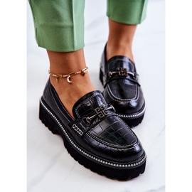 S.Barski Zapatos De Serpiente De Piel Con Adorno Adison Negro 7