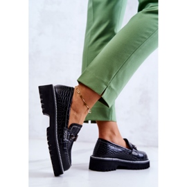 S.Barski Zapatos De Serpiente De Piel Con Adorno Adison Negro 8