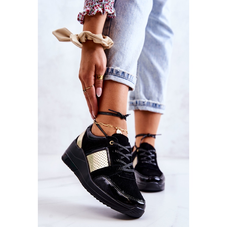 S.Barski Deportivas Mujer Ante Con Cuña Negras Larson negro 1