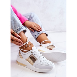 S.Barski Deportivas Mujer Piel Con Cuña Blanco Larson dorado 7