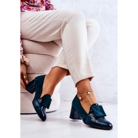 PA2 Zapatos de salón Diana de piel de serpiente en ante verde 6
