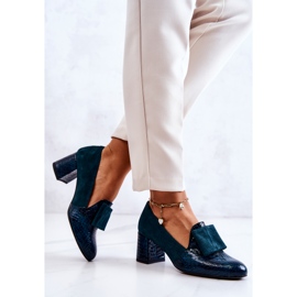 PA2 Zapatos de salón Diana de piel de serpiente en ante verde 4