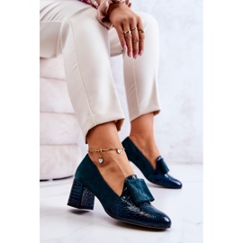 PA2 Zapatos de salón Diana de piel de serpiente en ante verde 7