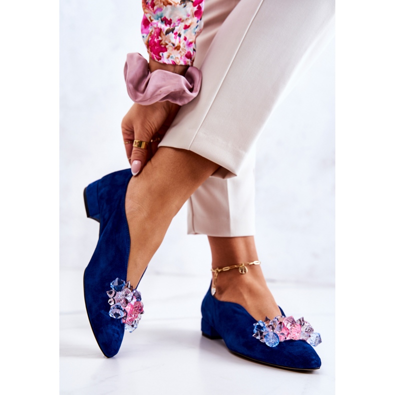 PA2 Zapatos Elegantes De Ante Con Decoración McQueen Azul Marino 2