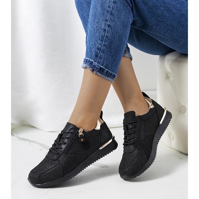 Deportivas negras de piel Ancaster negro dorado 1