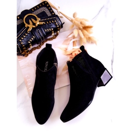 Vinceza Botines De Ante Calado Carine Negro Con Corte 4 Vinceza Botines De Ante Calado Carine Negro Con Corte 4