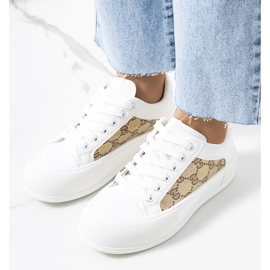 Zapatillas blancas y marrones en la plataforma Birkett blanco marrón 1 Zapatillas blancas y marrones en la plataforma Birkett blanco marrón 1
