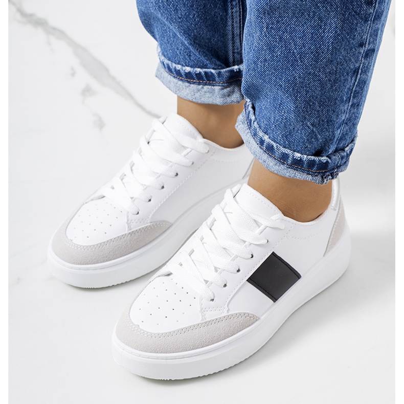 Deportivas blancas de mujer Ontario blanco negro 1