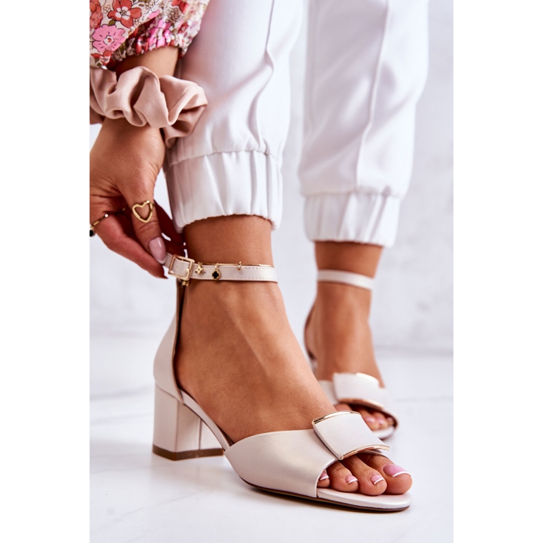 Sergio Leone Sandalias De Piel Con Adorno Floren Beige 1