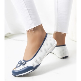 Bailarinas Marre de piel blanca y azul marino blanco 2