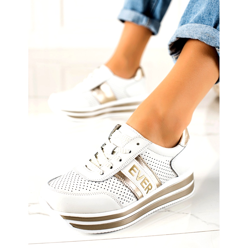 Ever Zapatillas deportivas para mujer Filippo DP1414 blanco y dorado 3