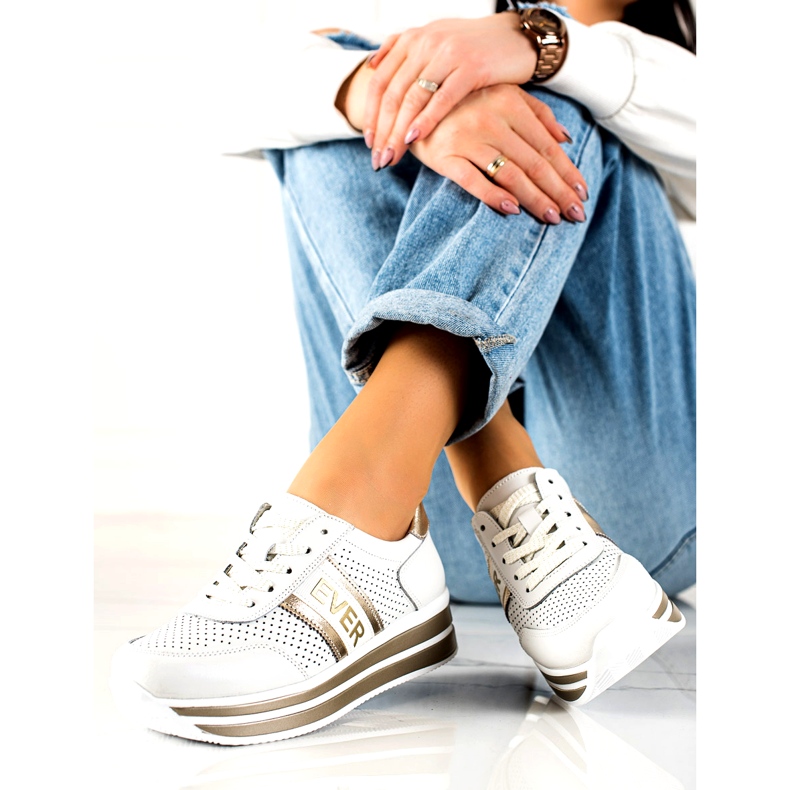 Ever Zapatillas deportivas para mujer Filippo DP1414 blanco y dorado 2