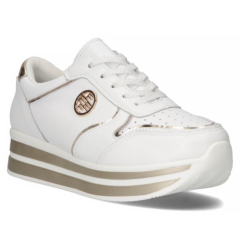 Zapatillas de cuero Filippo DP3682 / 22 WH blanco dorado 2