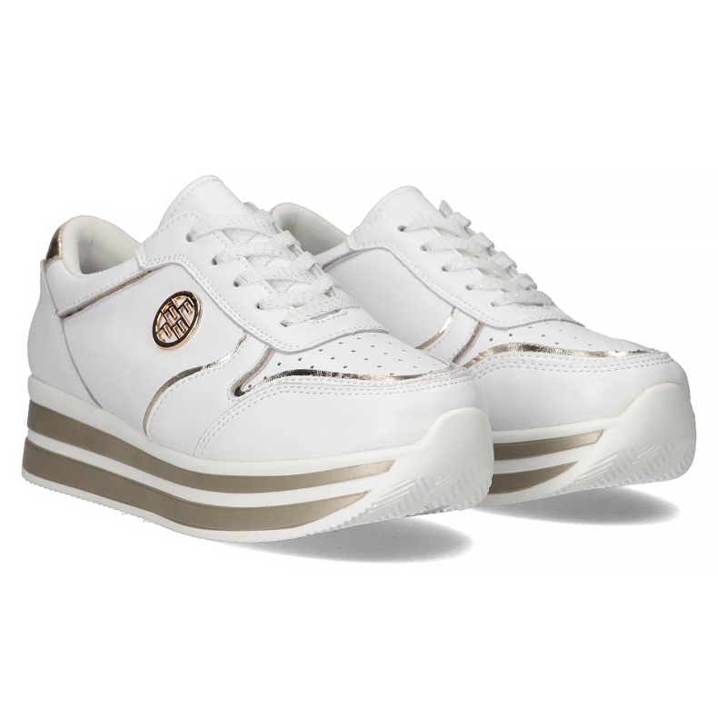 Zapatillas de cuero Filippo DP3682 / 22 WH blanco dorado 5