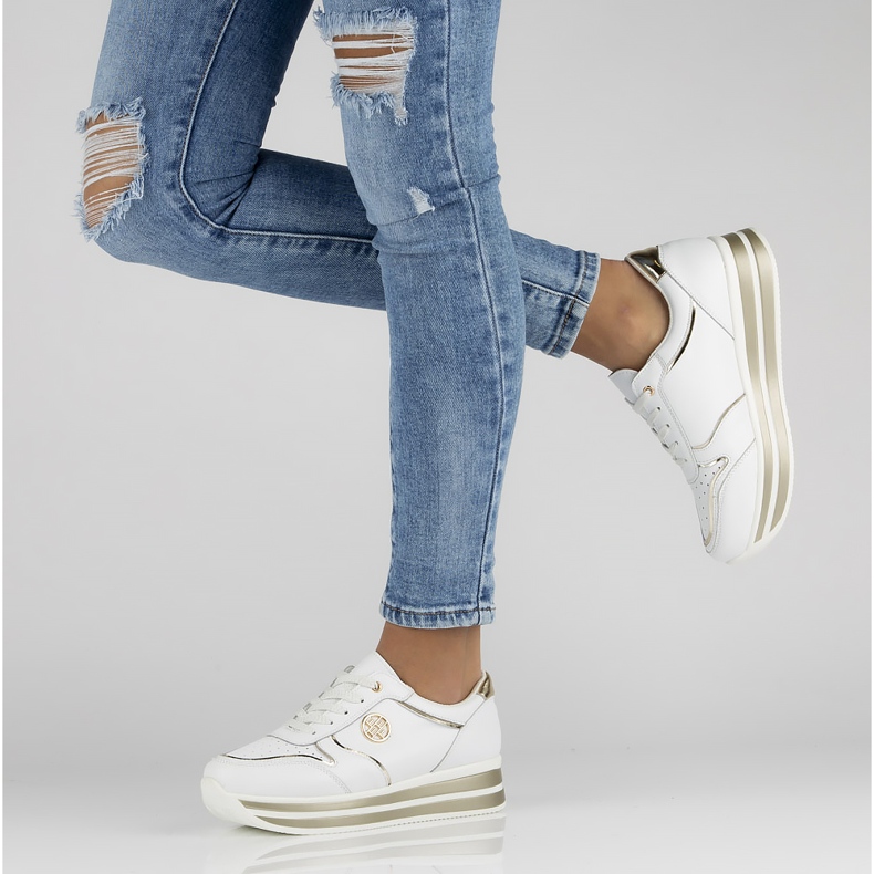 Zapatillas de cuero Filippo DP3682 / 22 Wh blanco 1