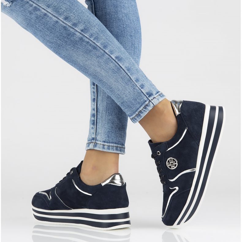 Zapatillas de cuero Filippo DP3682 / 22 Nv azul marino 1