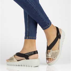 Sandalias de piel Filippo DS3501/22 Go Bk dorado negro 6