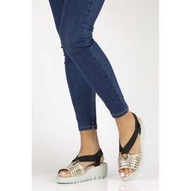 Sandalias de piel Filippo DS3501/22 Go Bk dorado negro 4