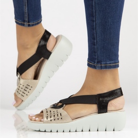 Sandalias de piel Filippo DS3501/22 Go Bk dorado negro 7