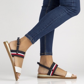Sandalias de piel Filippo DS3603/22 Wh Nv blanco y azul marino 5