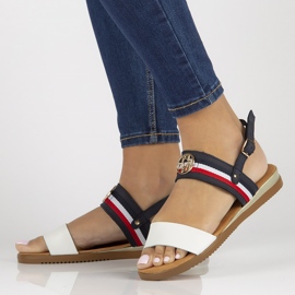 Sandalias de piel Filippo DS3603/22 Wh Nv blanco y azul marino 6