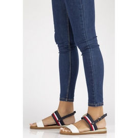 Sandalias de piel Filippo DS3603/22 Wh Nv blanco y azul marino 7