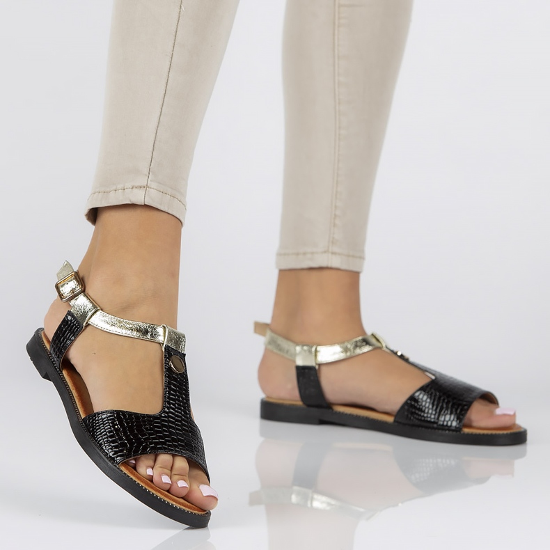 Filippo DS2099/22 Bk sandalias negras negro dorado 2