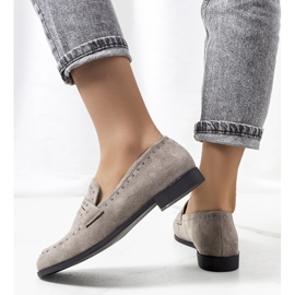 Zapatos de piel gris con tachuelas Ishana 1