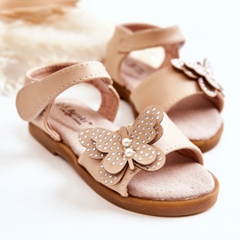 S.Barski Sandalias Infantiles Piel Mariposas Beige Rolly 4