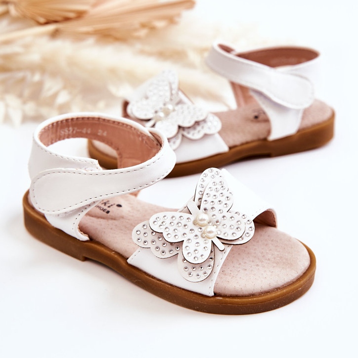 S.Barski Sandalias Infantiles Piel Mariposa Blanco Rolly 2
