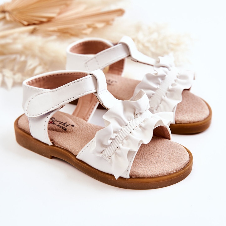 S.Barski Sandalias Infantiles Con Velcro Blanco Lussia 1