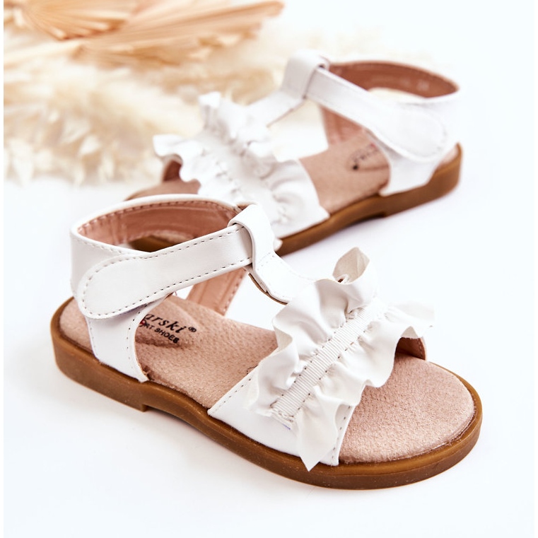 S.Barski Sandalias Infantiles Con Velcro Blanco Lussia 2