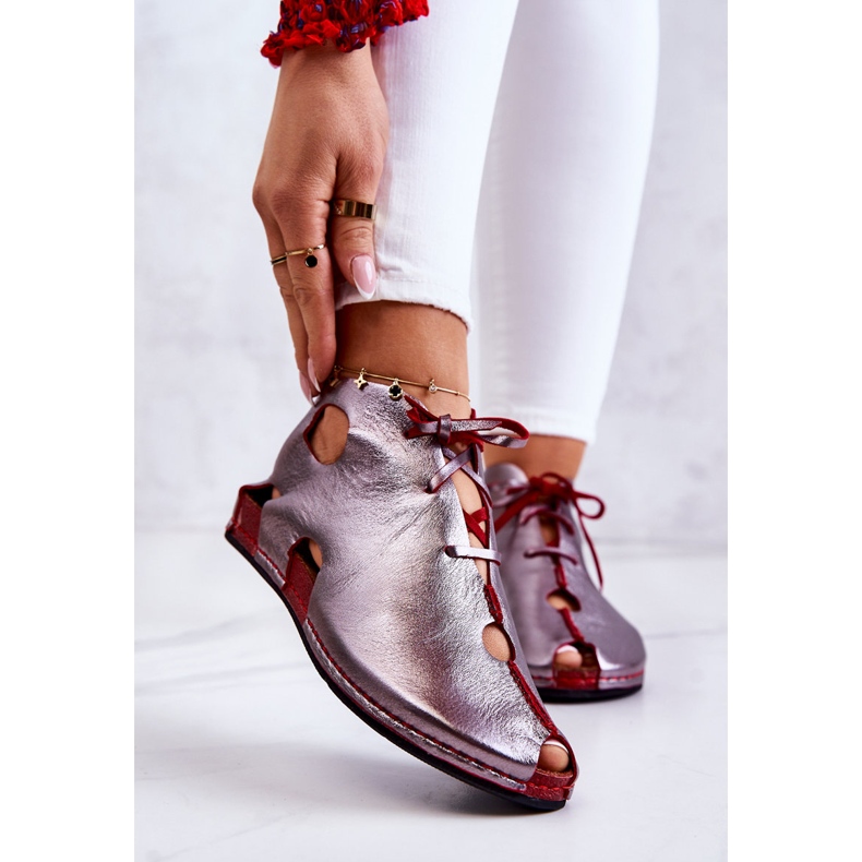 Botas Cuero Ligero Maciejka 03426-20 Plata-Rojo 1