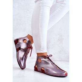 Botas Cuero Ligero Maciejka 03426-20 Plata-Rojo 3
