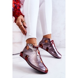 Botas Cuero Ligero Maciejka 03426-20 Plata-Rojo 4