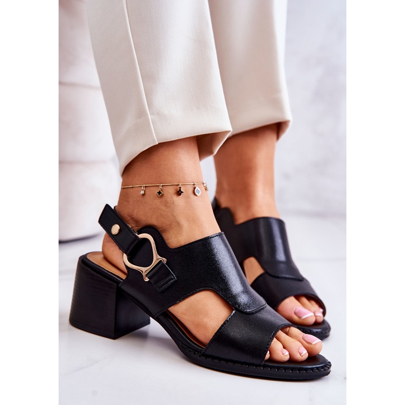 Sandalias Piel Tacón Alto La.Fi Negro Leratto 1