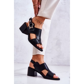 Sandalias Piel Tacón Alto La.Fi Negro Leratto 5