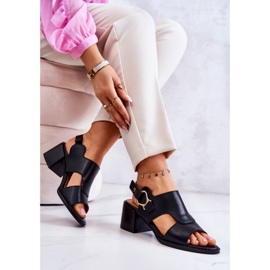 Sandalias Piel Tacón Alto La.Fi Negro Leratto 7