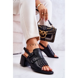 Sandalias Piel Tachuelas La.Fi Negro Casilla 4