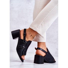 Sandalias Piel Tachuelas La.Fi Negro Casilla 5