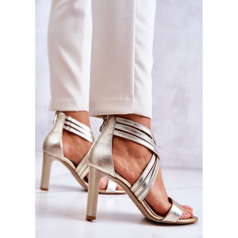 Sandalias Mujer Piel Con Cremallera Lewski Shoes 3138 Dorado 2