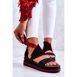 Sandalias Piel Cuña Maciejka 05356-01 Negro y Rojo 2