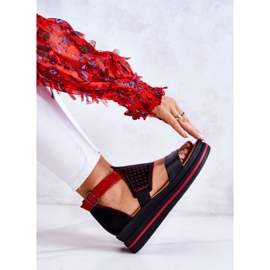 Sandalias Piel Cuña Maciejka 05356-01 Negro y Rojo 7