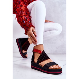 Sandalias Piel Cuña Maciejka 05356-01 Negro y Rojo 1